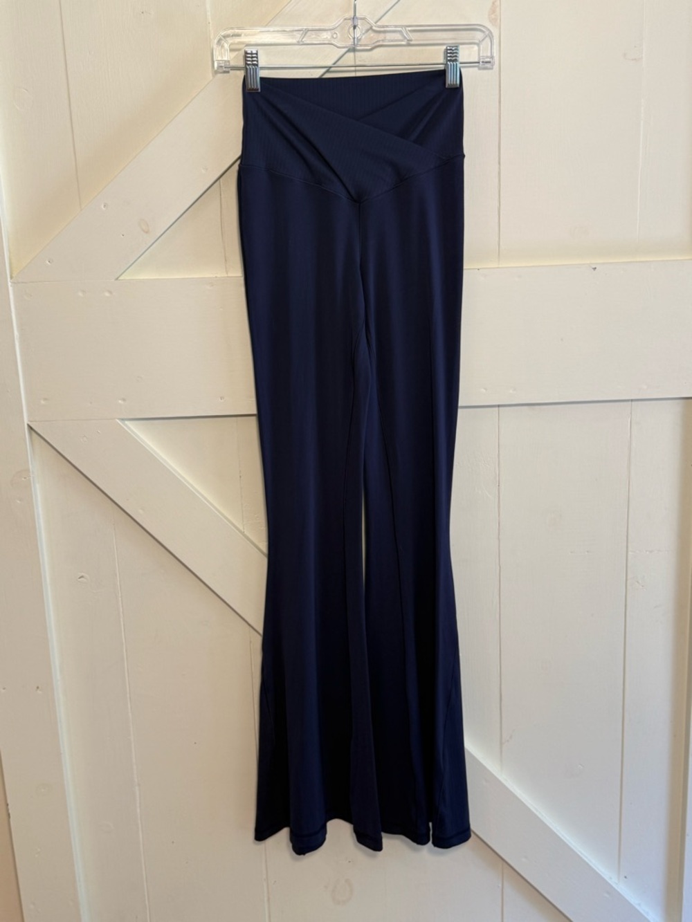 OFFLINE by Aerie Real Me Super Flare Pants Medium Navy Blue Crossover Hi-Rise